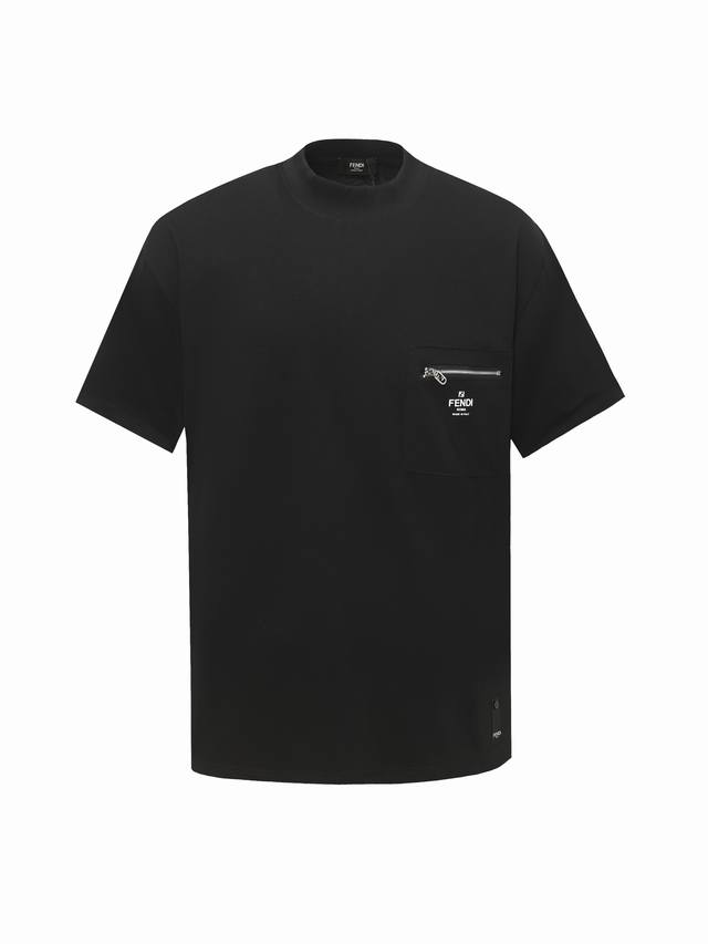 Fendi 25Ss Pocket Zipper Letter Logo Short Sleeve T-shirt Made of high-quality f