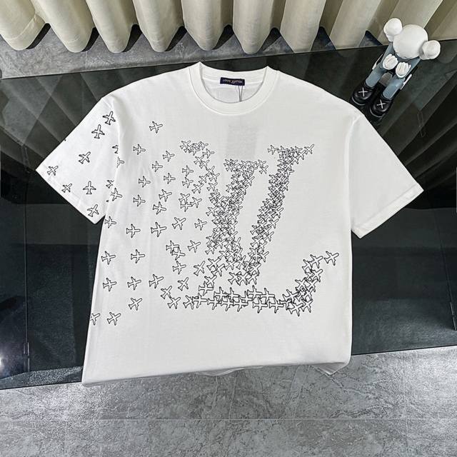 Louis Vuitton Lv 2025 summer new style small airplane logo printed short-sleeved