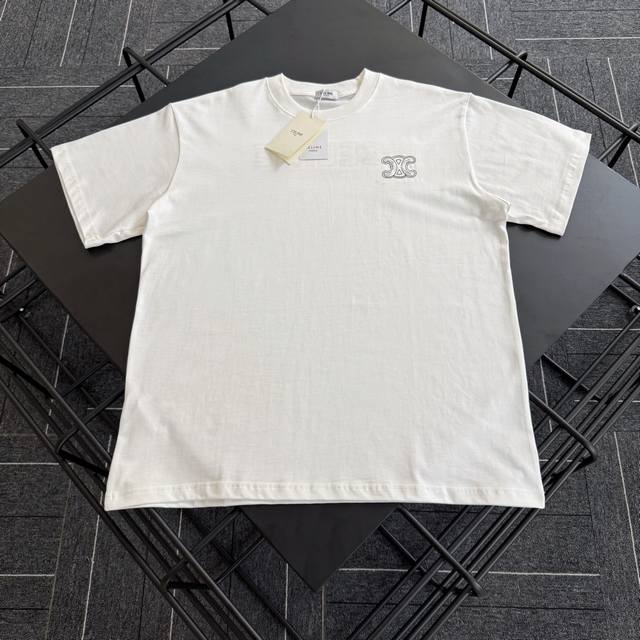 Style No. C001 Celine reverse patch embroidery hand-destroyed Logo short-sleeved
