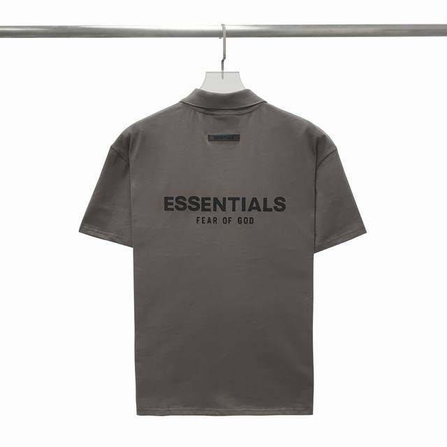 Carbon gray top version Fear Of God Fog Essentials Polo shirt with silicone lett
