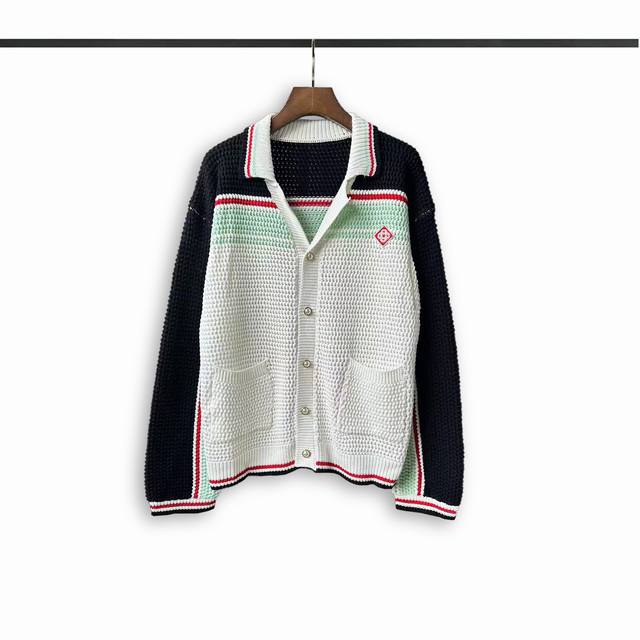Casablanca 25th spring and summer new color matching long-sleeved knitted jacket