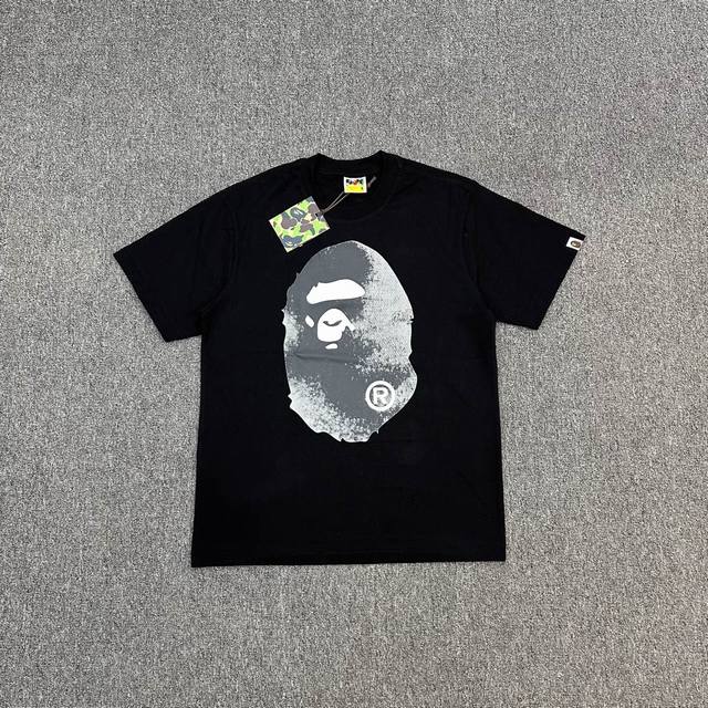 Xx113 A Bathing Ape Ss25 bleached ape print short sleeves 270g weight linen cott