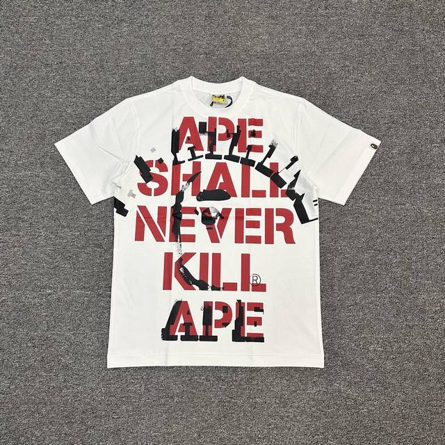 Xx117 A Bathing Ape Ss25 Ape head pattern letter printing retro round neck short
