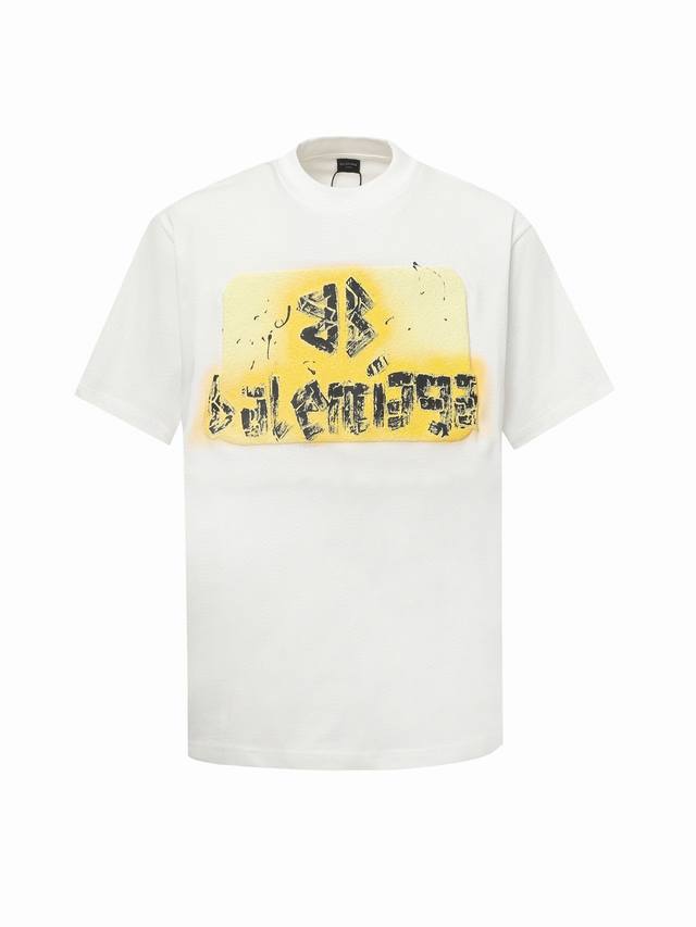 Balenciaga hand-painted Bb letter foamed round neck short-sleeved T-shirt Custom