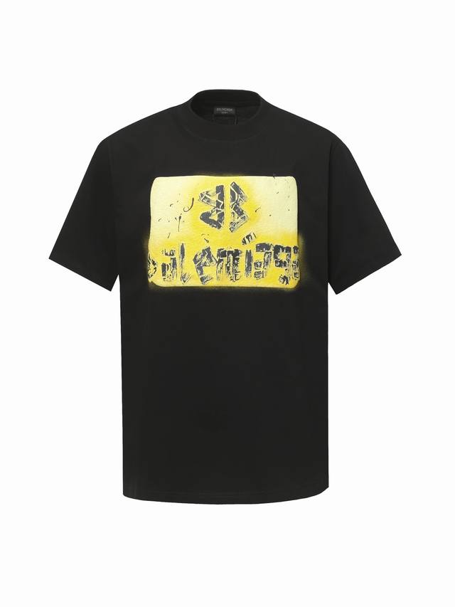 Balenciaga hand-painted Bb letter foamed round neck short-sleeved T-shirt Custom