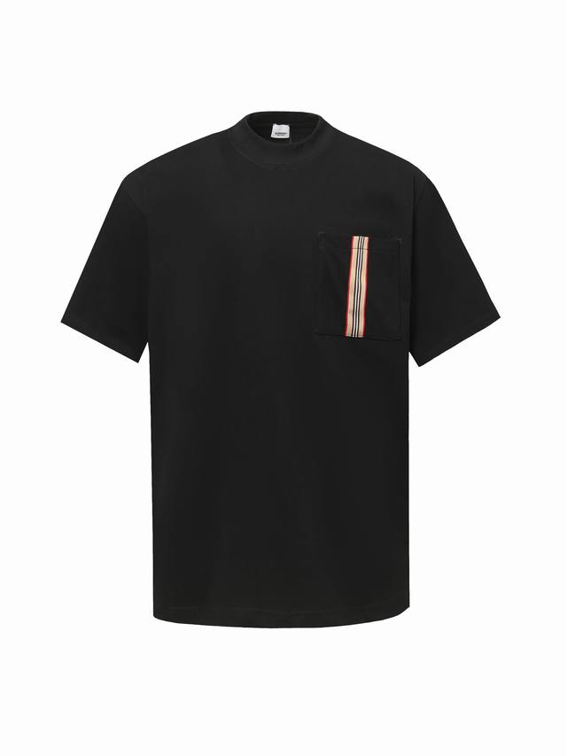 Burberry 25Ss pocket plaid ribbon short-sleeved T-shirt is made of customized fa