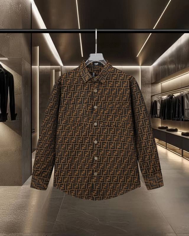 Fendi Fendi hits the classic full-print double Ff jacquard denim shirt 2025Ss of