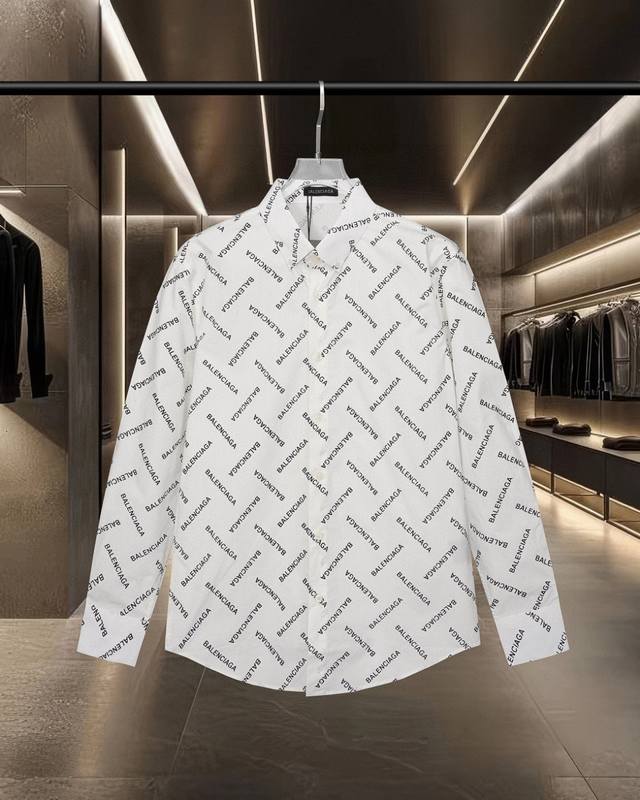Balenciaga Paris hit catwalk style full print bullet screen logo long sleeve shi