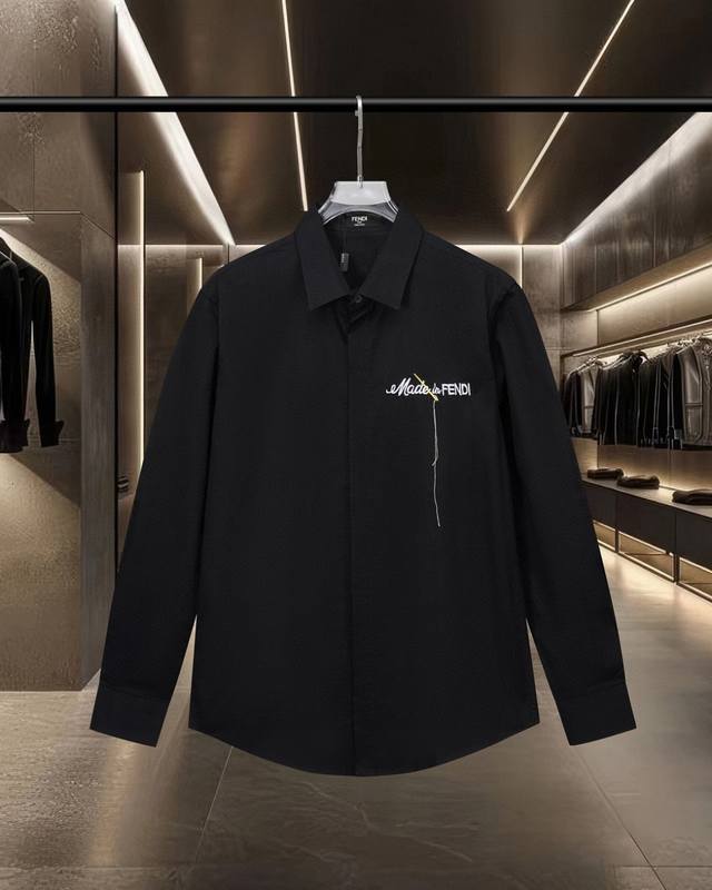 Fendi Fendi hot-selling item is coming. Simple logo needle-embroidered long-slee