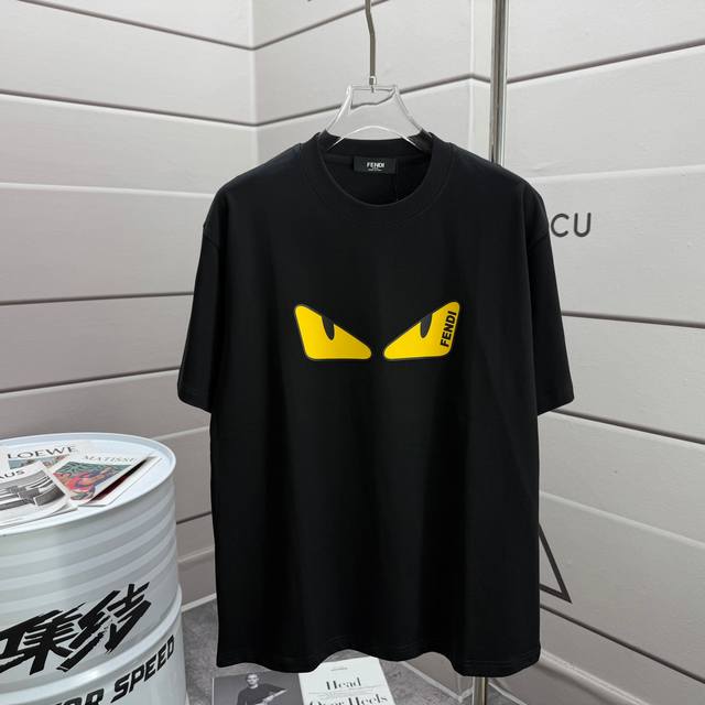 Fen* Fendi 2025 spring and summer new short-sleeved T-shirt classic letter three