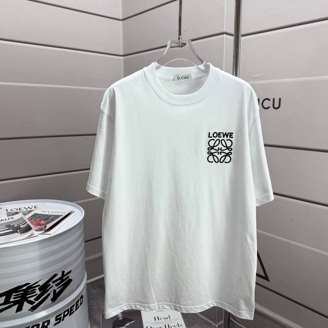 Loew* 2025 Spring/Summer new short-sleeved T-shirt Heavy cotton Personalized emb