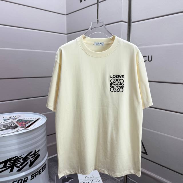 Loew* 2025 Spring/Summer new short-sleeved T-shirt Heavy cotton Personalized emb