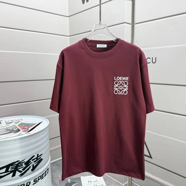 Loew* 2025 Spring/Summer new short-sleeved T-shirt Heavy cotton Personalized emb