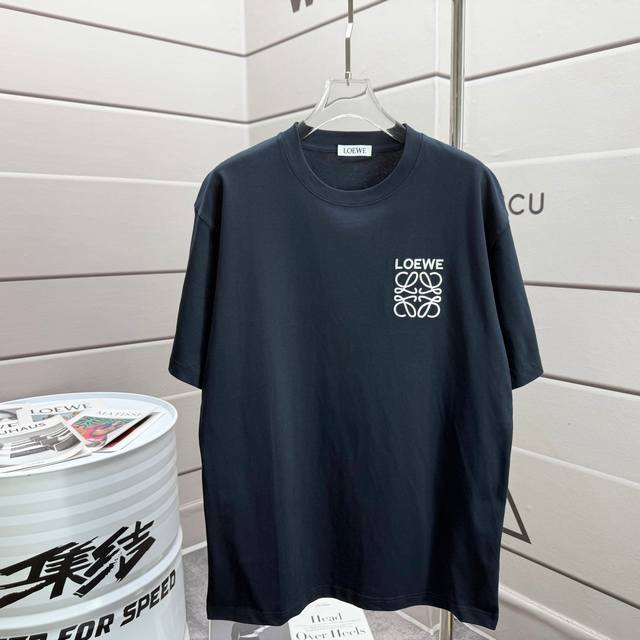 Loew* 2025 Spring/Summer new short-sleeved T-shirt Heavy cotton Personalized emb