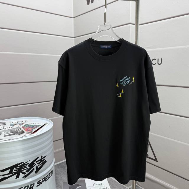 Loui* Lv* 2025 Spring and Summer New Short Sleeve T-shirt Heavy Cotton Letter Lo