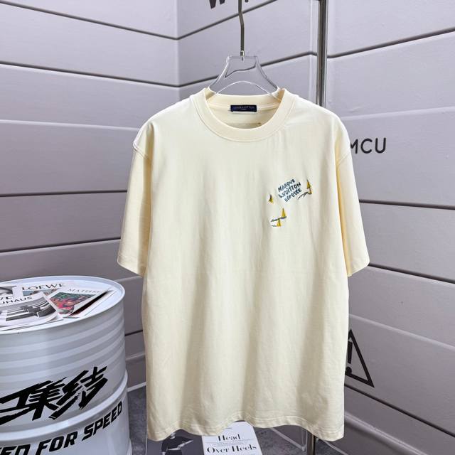 Loui* Lv* 2025 Spring and Summer New Short Sleeve T-shirt Heavy Cotton Letter Lo