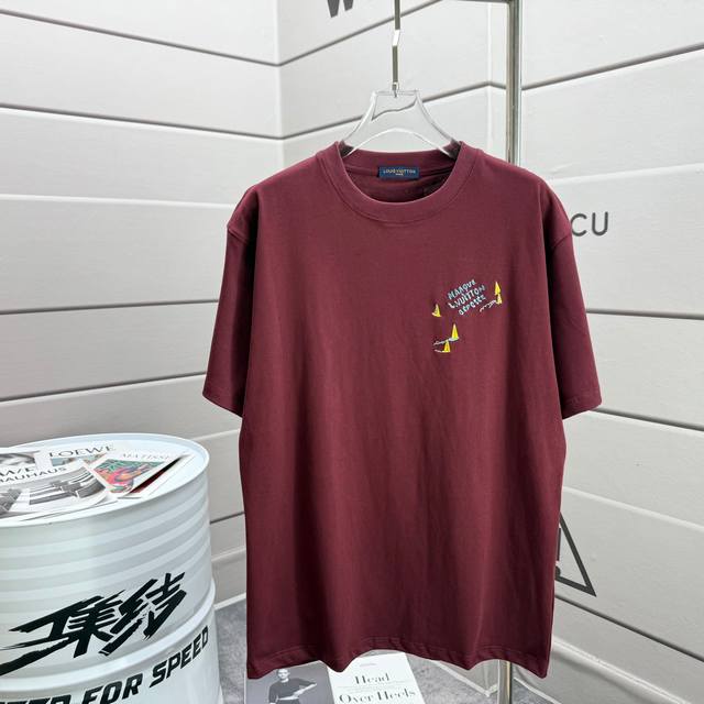 Loui* Lv* 2025 Spring and Summer New Short Sleeve T-shirt Heavy Cotton Letter Lo
