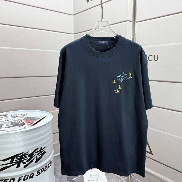 Loui* Lv* 2025 Spring and Summer New Short Sleeve T-shirt Heavy Cotton Letter Lo