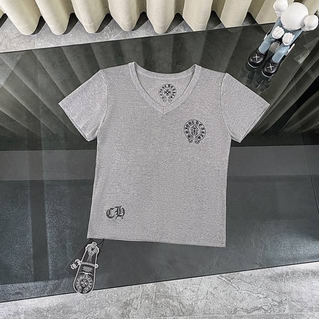 Ch Chromehearts second-hand flag V-neck knitted short-sleeved T-shirt This desig