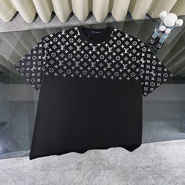 Louis Vuitton Lv 2025 summer new gradient full-print logo short-sleeved round ne