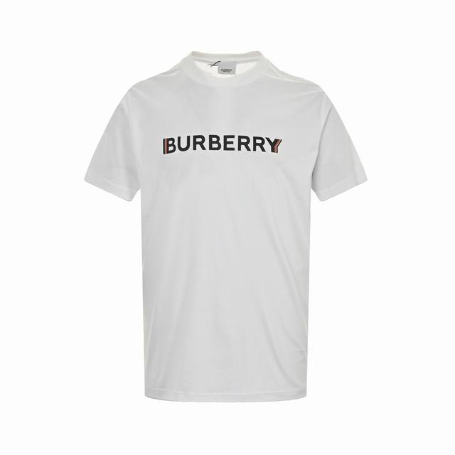Burberry classic double shadow letter print short sleeves Slim fit Plain cotton,