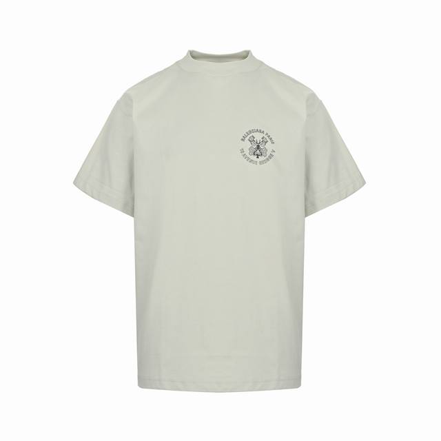 Balenciaga 25Ss key badge printed short sleeves Made of cotton fabric, classic B