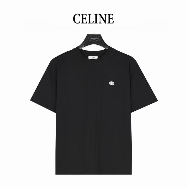 Celine classic Arc de Triomphe embroidered small logo basic short-sleeved T-shir