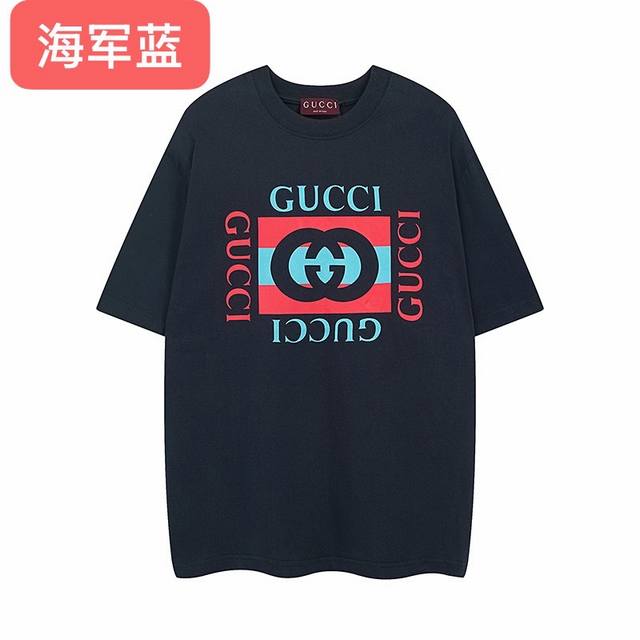 Gucci 25Ss new show color classic color block letter square print short-sleeved