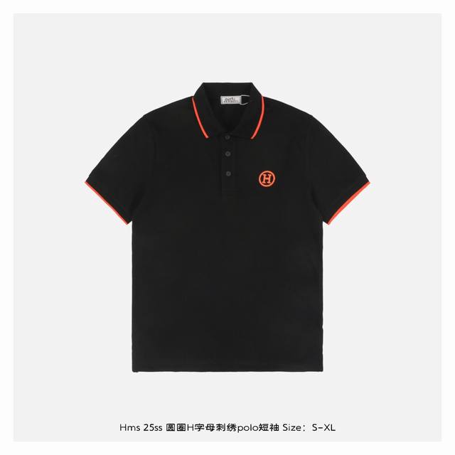 Hermes 25Ss circle H letter embroidered Polo short sleeves Pure cotton piqu