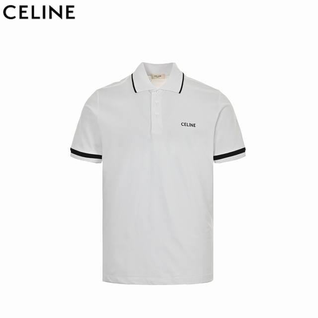 Celine classic embroidered small logo Polo short sleeves The fabric is made of 2
