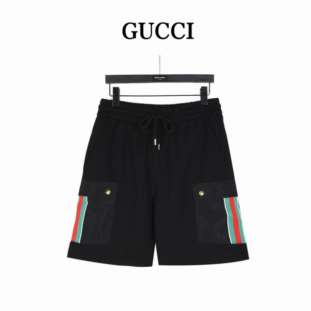 Gucci red and green webbing side pocket casual shorts Summer temperament outfit,