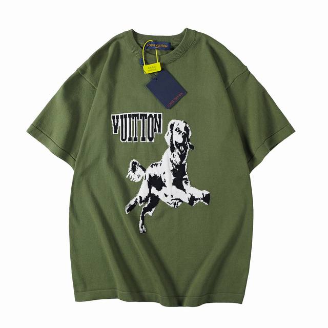 Lv Ss New short-sleeved round-neck hound pattern knitted short-sleeved uses cont