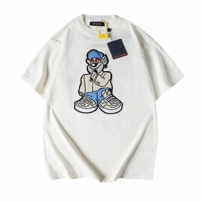 Lv rap cartoon character jacquard round neck knitted short sleeves Original 10,8