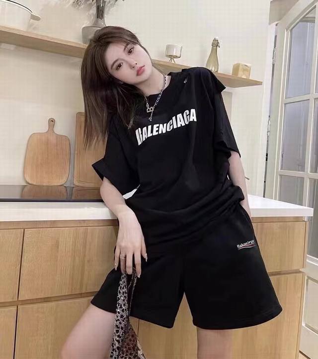 pure cotton shorts Balenciaga Coke shorts with wave print letters logo for men a