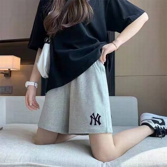 Cotton Shorts Mlb Yankees Ny Classic Trousers with Large Logo Terry Shorts Super