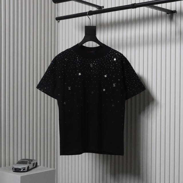 Louis Vuitton Lv Louis Vuitton 25Ss rivet Logo starry sky hot diamond short-slee