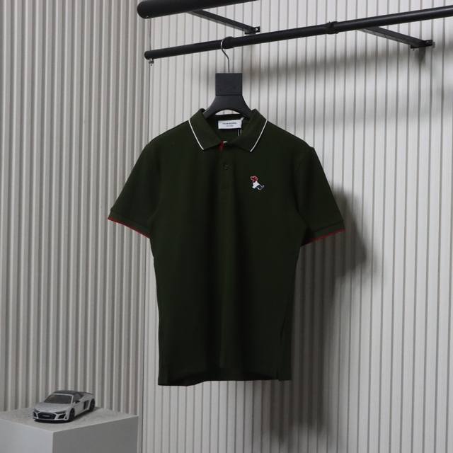 Thom Browne 25Ss Puppy Patches Embroidered Short Sleeve Polo Shirt Made of fine