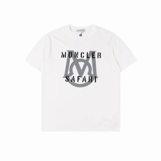 Moncler 24Ss flocked letter logo printed short sleeves Made of 32S double yarn p