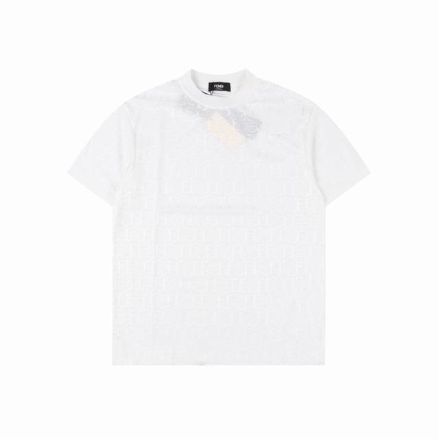 Fendi 25Ss ice silk dark pattern full width double F jacquard short sleeve T-shi