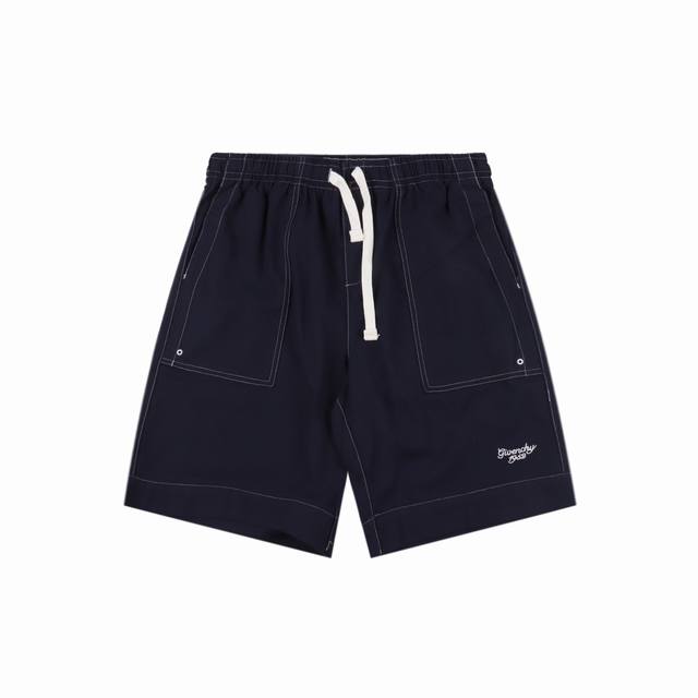 Givenchy denim linen embroidered shorts Process description: Customized linen br