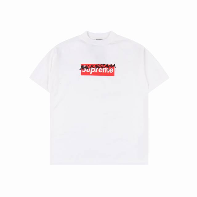 Balenciaga X Supreme joint logo letter print short sleeve T-shirt One-to-one rep