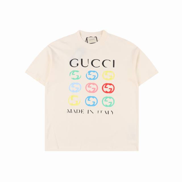Gucci 25Ss graffiti double G colorful print short-sleeved T-shirt Original fabri