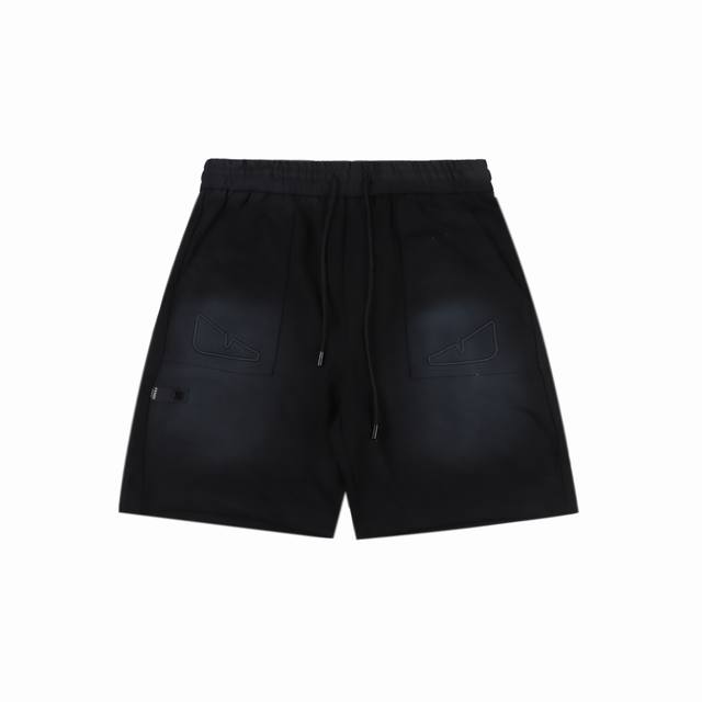 Fendi Fendi monster eye embroidered washed shorts The fabric is made of customiz