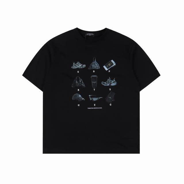 Balenciaga 25Ss classic pattern printed short-sleeved T-shirt 260g cotton heavy