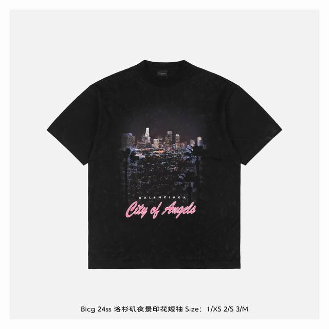 Balenciaga 24Ss Los Angeles night scene printed short sleeves Made of G M2 high-