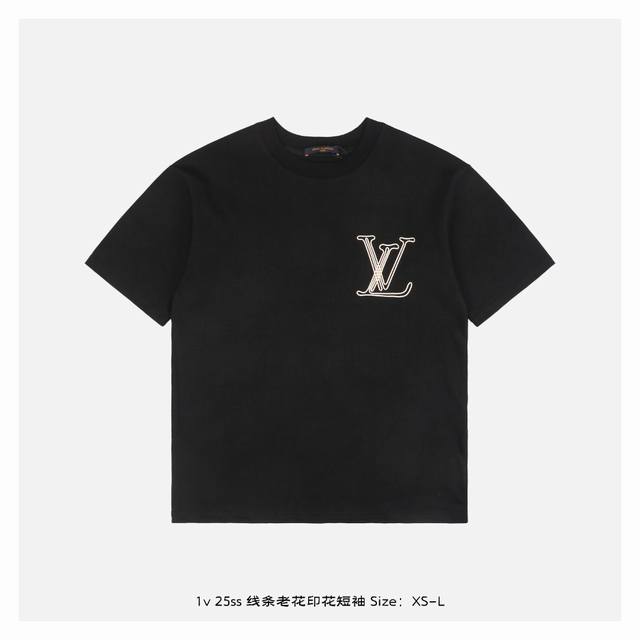 Lv 25Ss Line old flower print short sleeves The fabric is made of 230g combed co