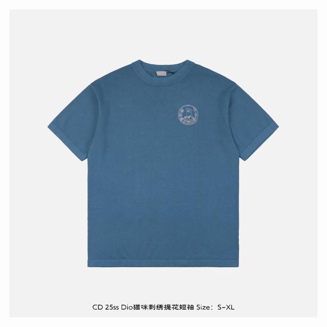Dior 25Ss Dio cat embroidered jacquard short sleeves This season's joint series