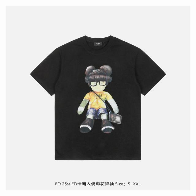 Fendi 25Ss Fd cartoon doll print short sleeves The fabric is made of 230g combed