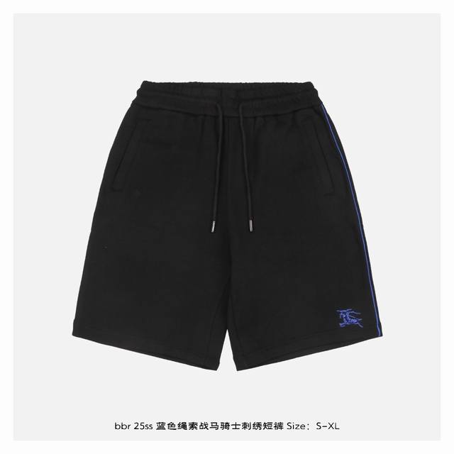 Burberry 25Ss blue rope warhorse knight embroidered shorts The fabric is made of