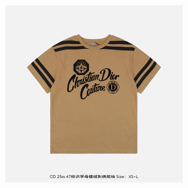 Dior 25Ss 47 logo letter flocking embroidery short sleeves Made of cotton jersey